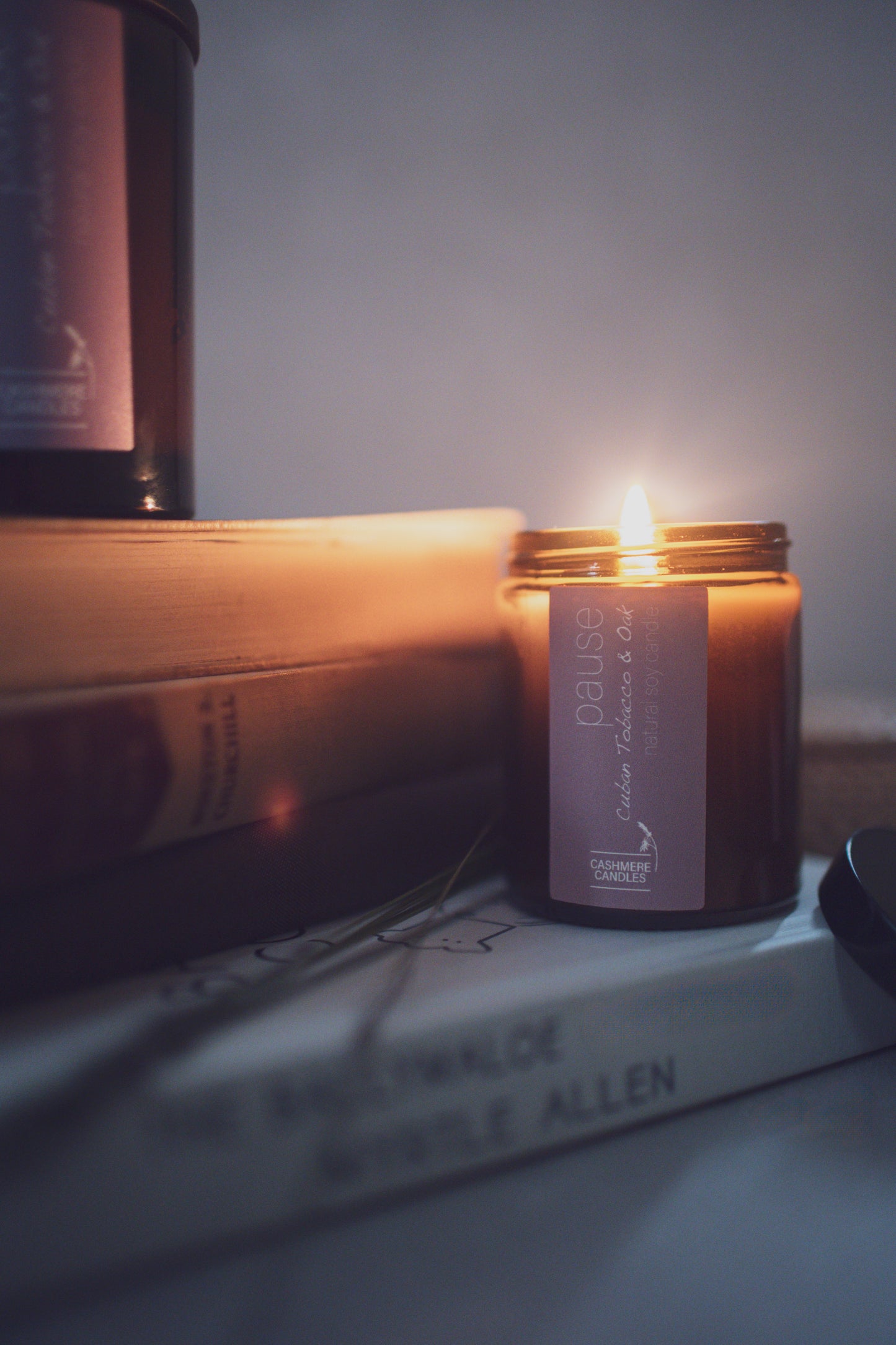 Pause Natural Soy Small Candle (Cuban Tobacco & Oak)